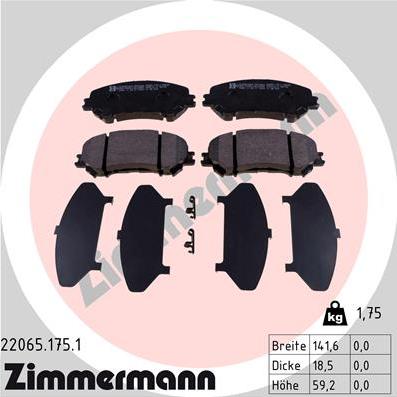 Zimmermann 22065.175.1 - Bremžu uzliku kompl., Disku bremzes ps1.lv