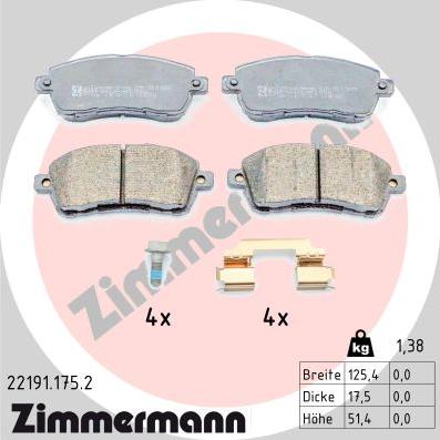 Zimmermann 22191.175.2 - Bremžu uzliku kompl., Disku bremzes ps1.lv