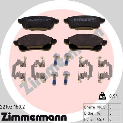 Zimmermann 22103.160.2 - Bremžu uzliku kompl., Disku bremzes ps1.lv