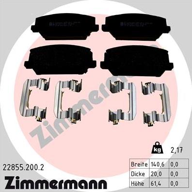 Zimmermann 22855.200.2 - Bremžu uzliku kompl., Disku bremzes ps1.lv