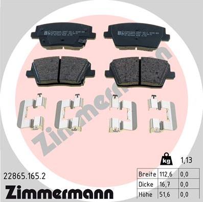 Zimmermann 22865.165.2 - Bremžu uzliku kompl., Disku bremzes ps1.lv