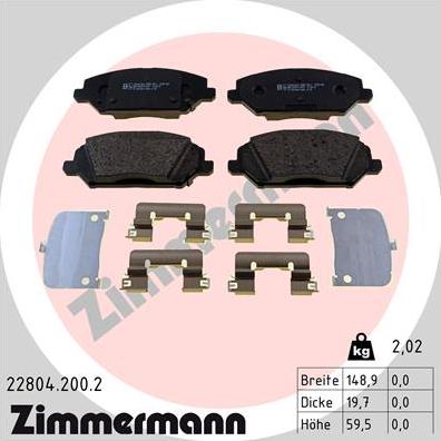 Zimmermann 22804.200.2 - Bremžu uzliku kompl., Disku bremzes ps1.lv