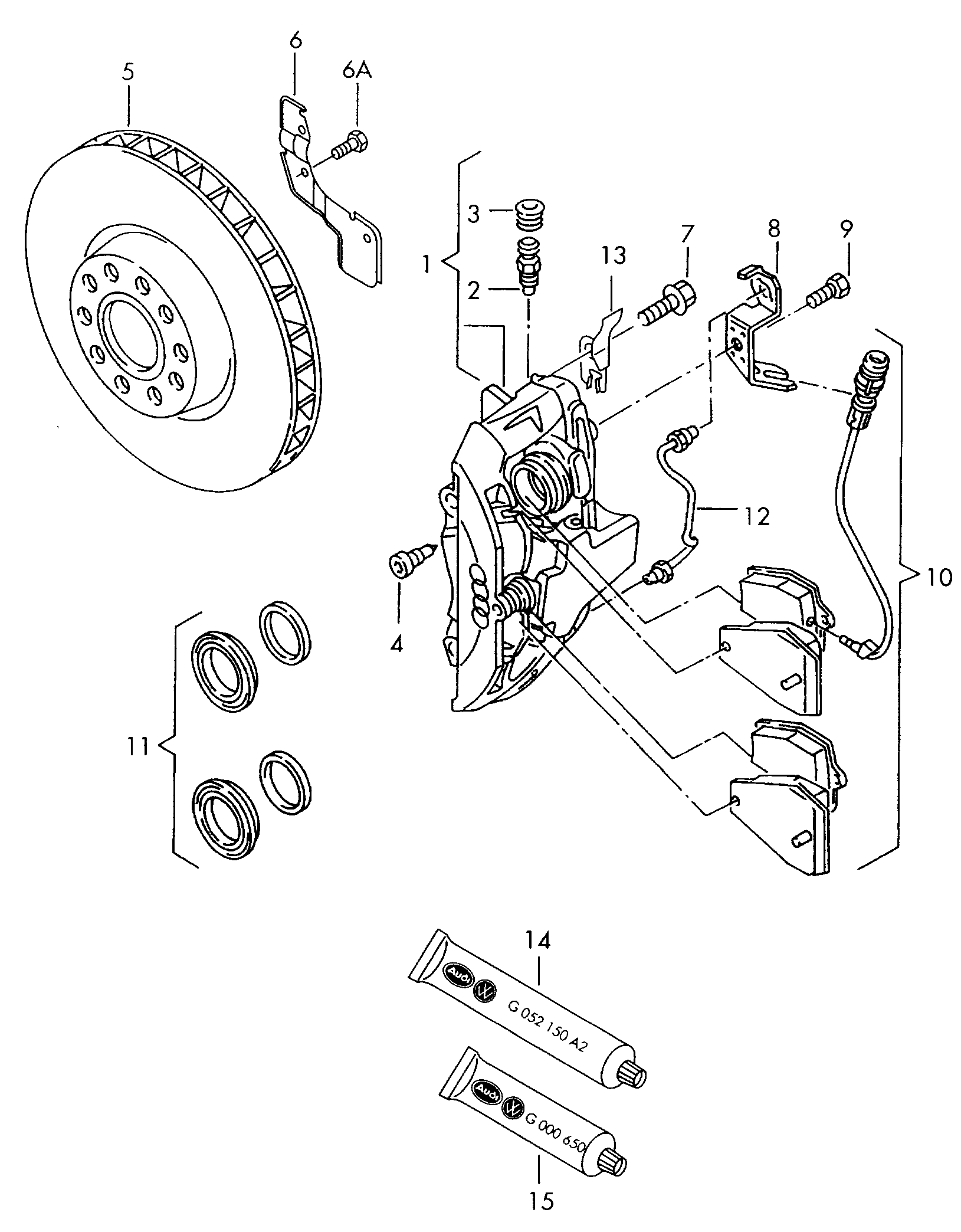 AUDI 4A0 698 151 B - Bremžu uzliku kompl., Disku bremzes ps1.lv