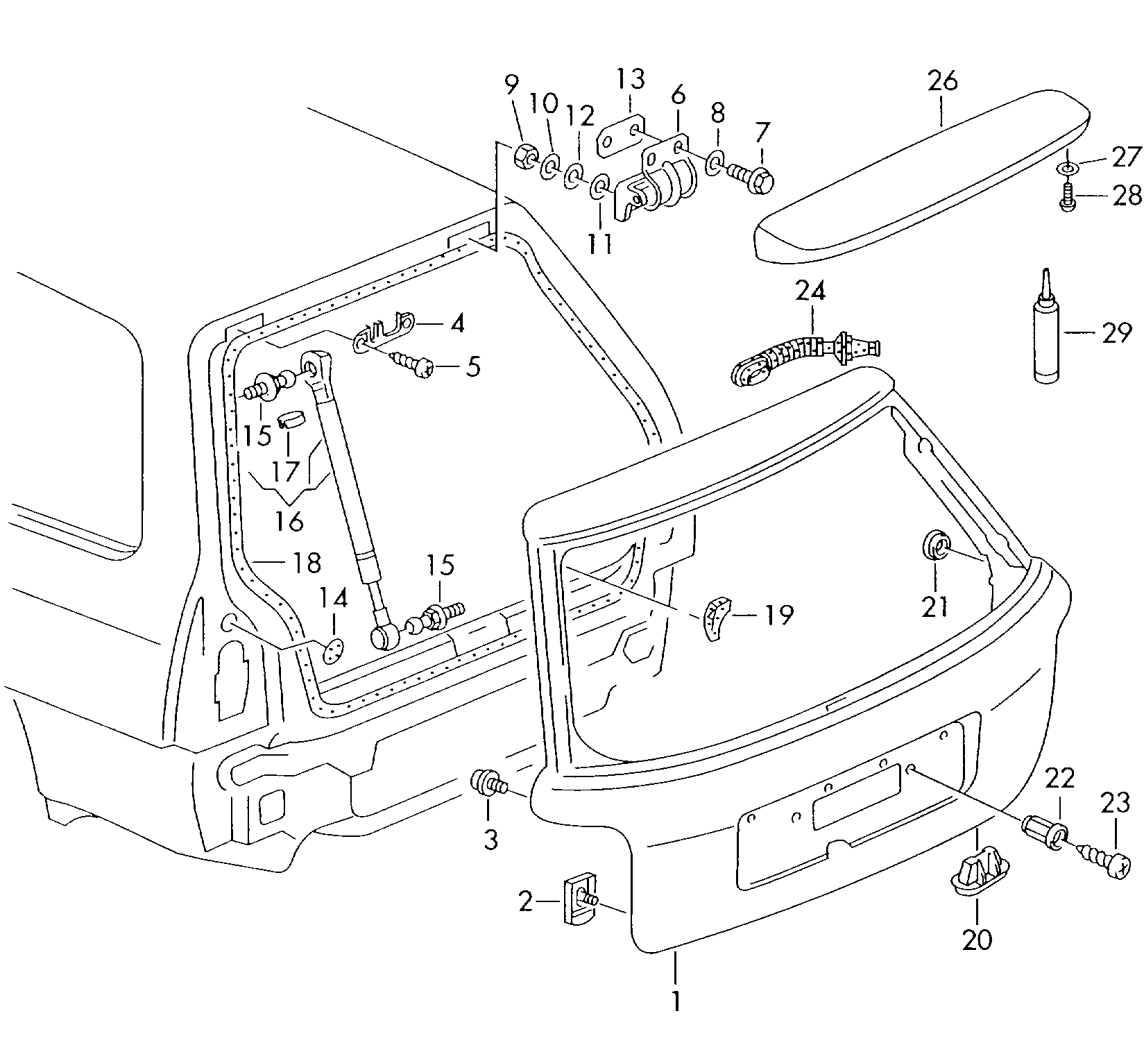 VAG 8D9 827 552F - Gāzes atspere, Bagāžas / Kravas nodalījuma vāks ps1.lv