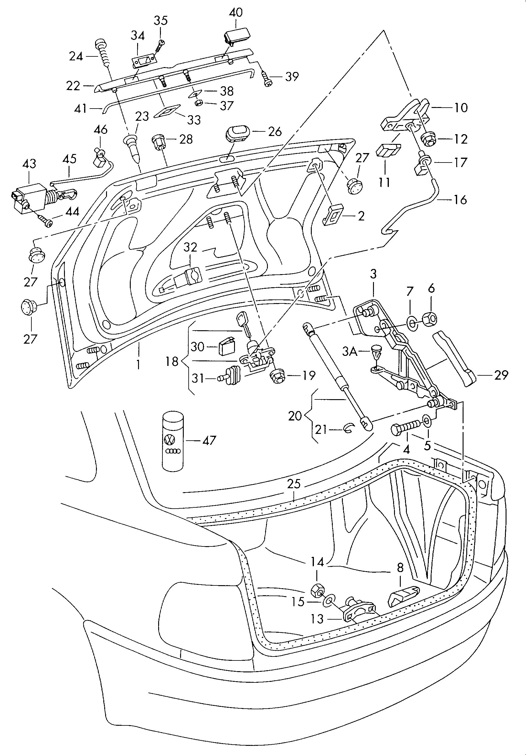 VAG 8D5 827 552F - Gāzes atspere, Bagāžas / Kravas nodalījuma vāks ps1.lv