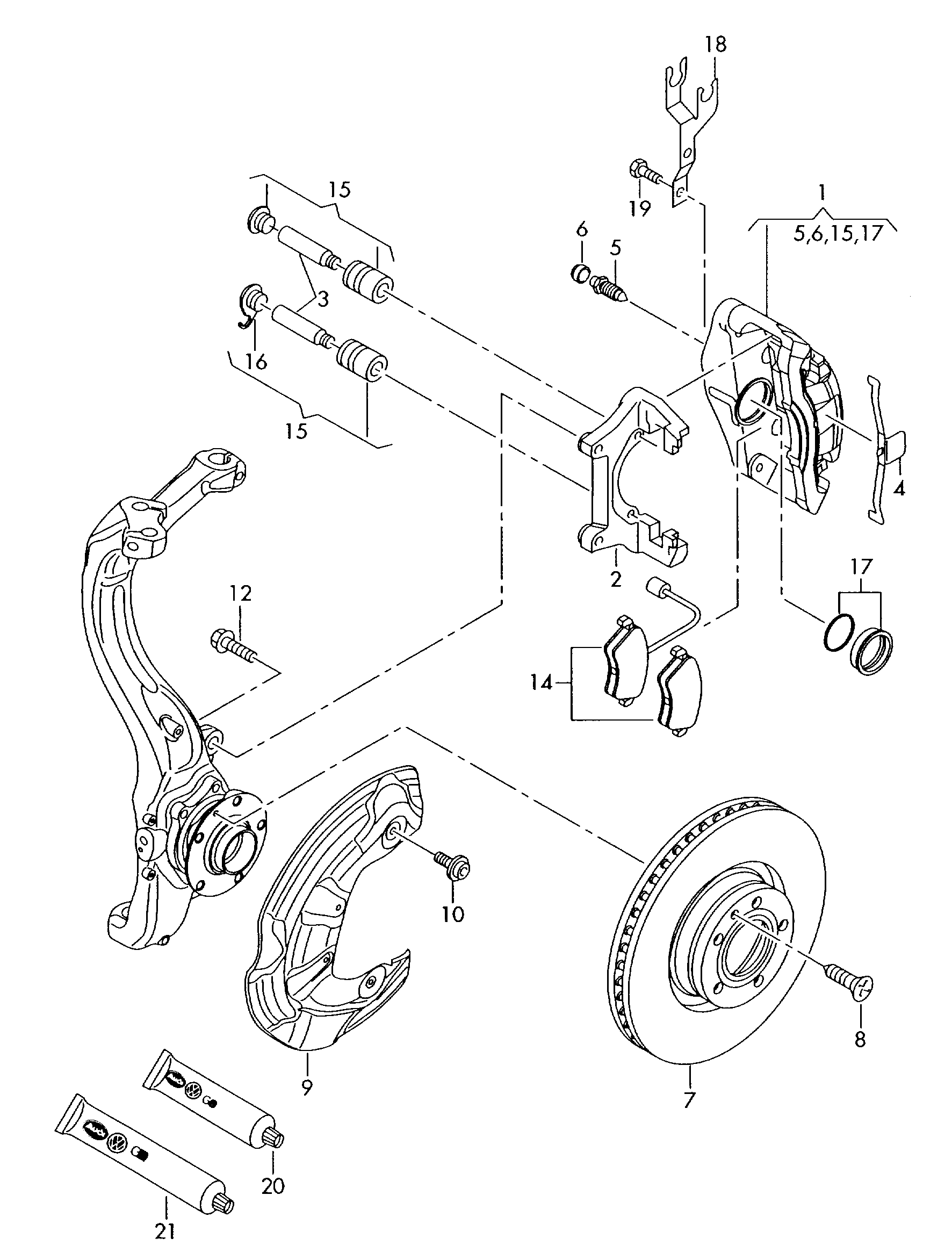 VAG 4F0 698 151 D - Bremžu uzliku kompl., Disku bremzes ps1.lv