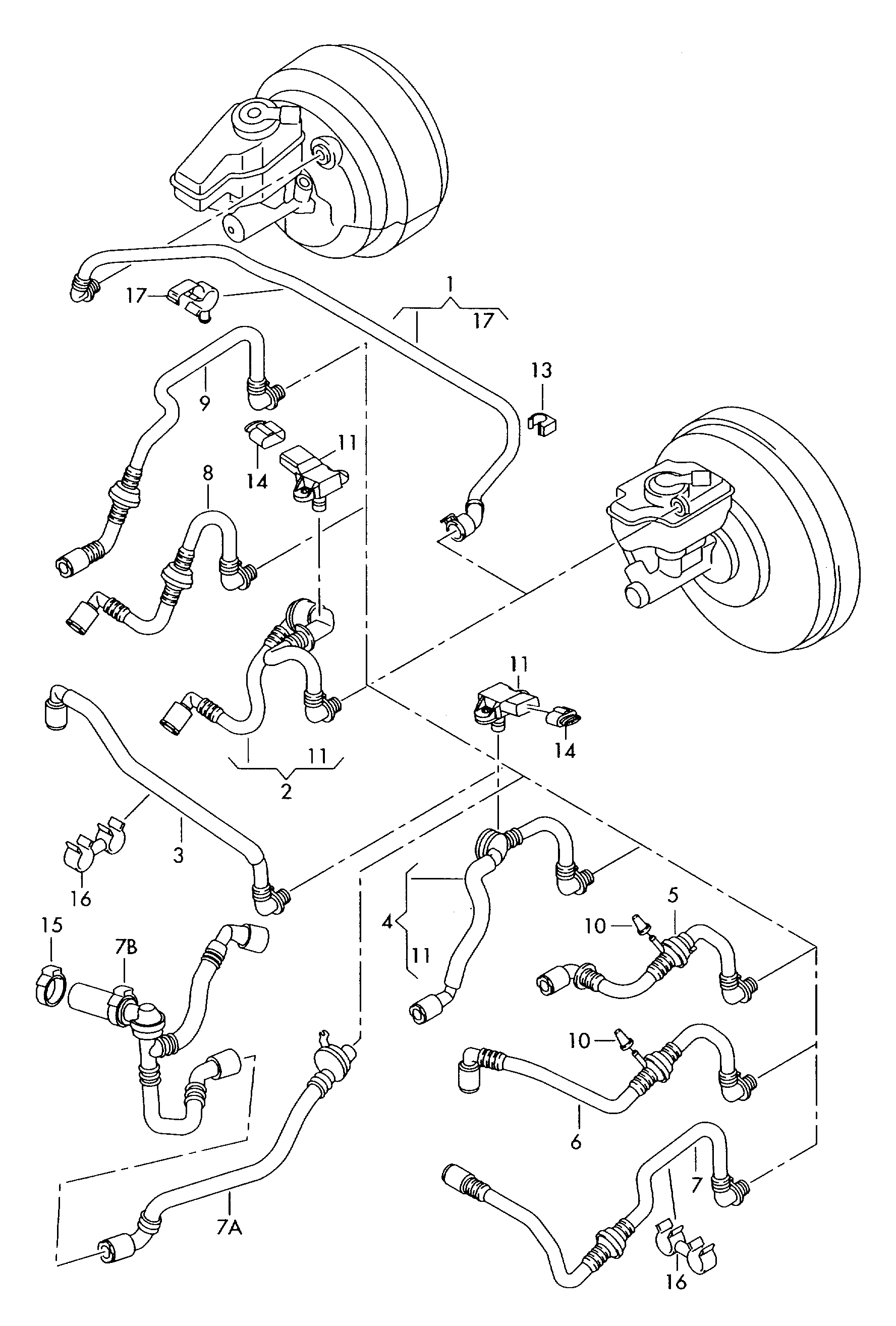 VW 1K2 612 041 K - Vakuuma šļūtene, Bremžu sistēma ps1.lv