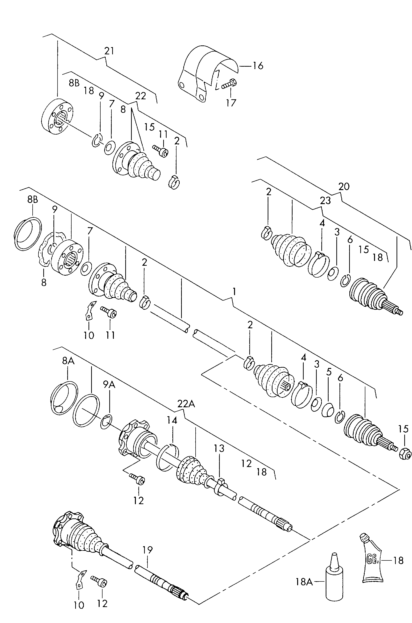 VAG 1J0498103E - Šarnīru komplekts, Piedziņas vārpsta ps1.lv