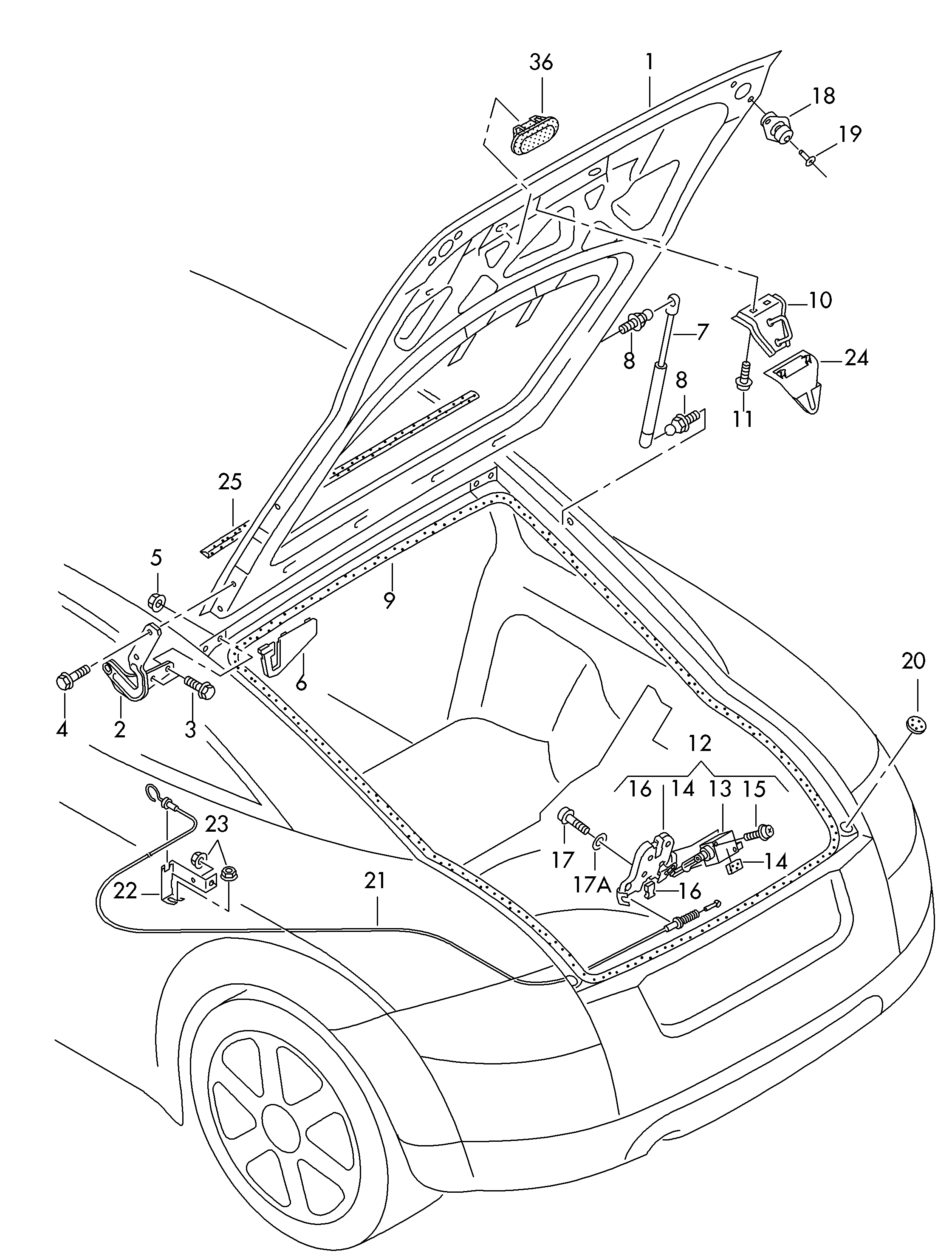 Skoda 8N8 827 552 - Gāzes atspere, Bagāžas / Kravas nodalījuma vāks ps1.lv