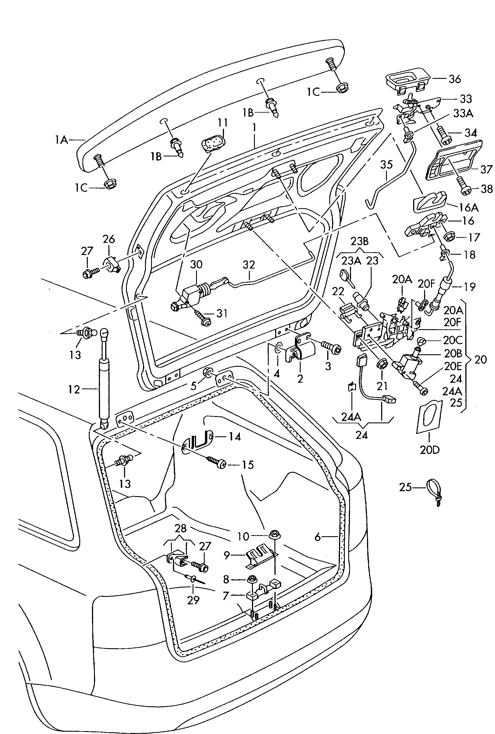 VAG 4B9 827 552M - Gāzes atspere, Bagāžas / Kravas nodalījuma vāks ps1.lv