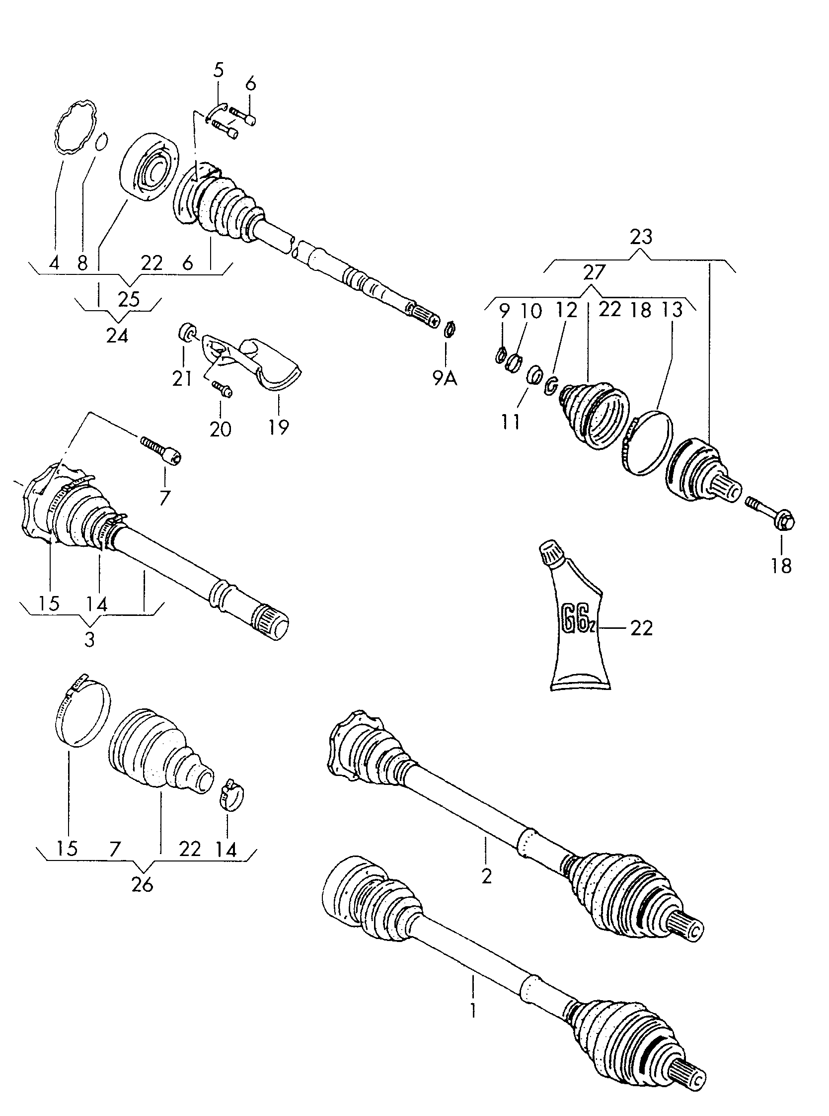 AUDI 8D0 498 103 A - Šarnīru komplekts, Piedziņas vārpsta ps1.lv