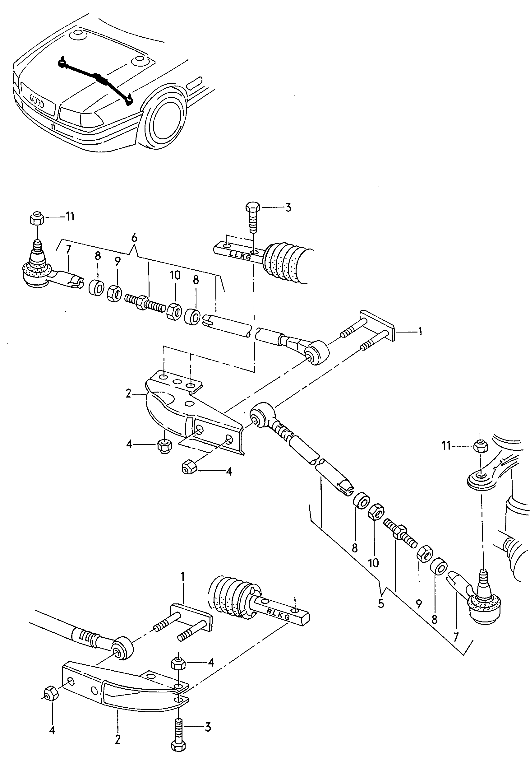 VAG 811 419 801E* - Stūres šķērsstiepnis ps1.lv