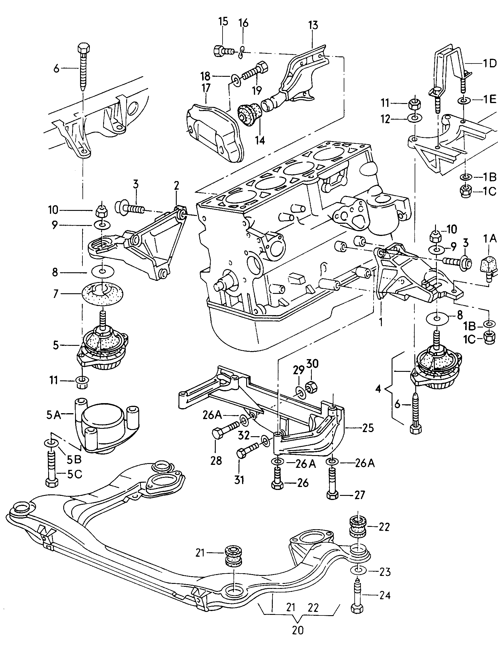 AUDI 8A0 199 382 A - Piekare, Dzinējs ps1.lv