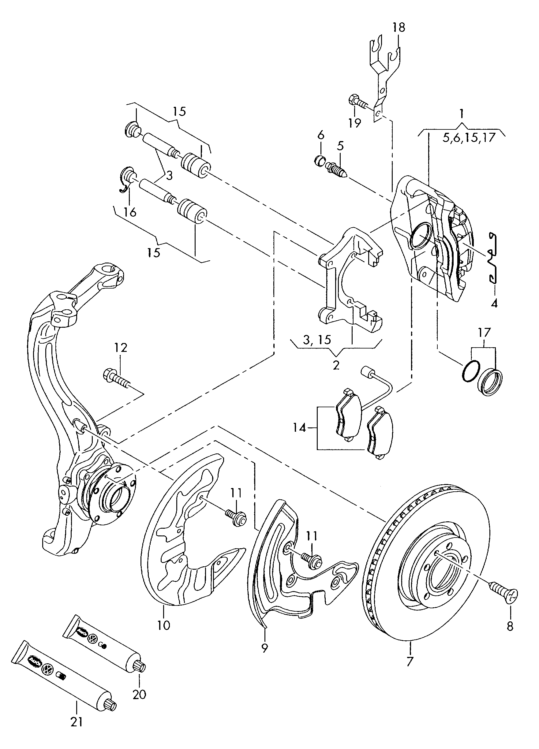 VW 4B0 698 151 AD - Bremžu uzliku kompl., Disku bremzes ps1.lv