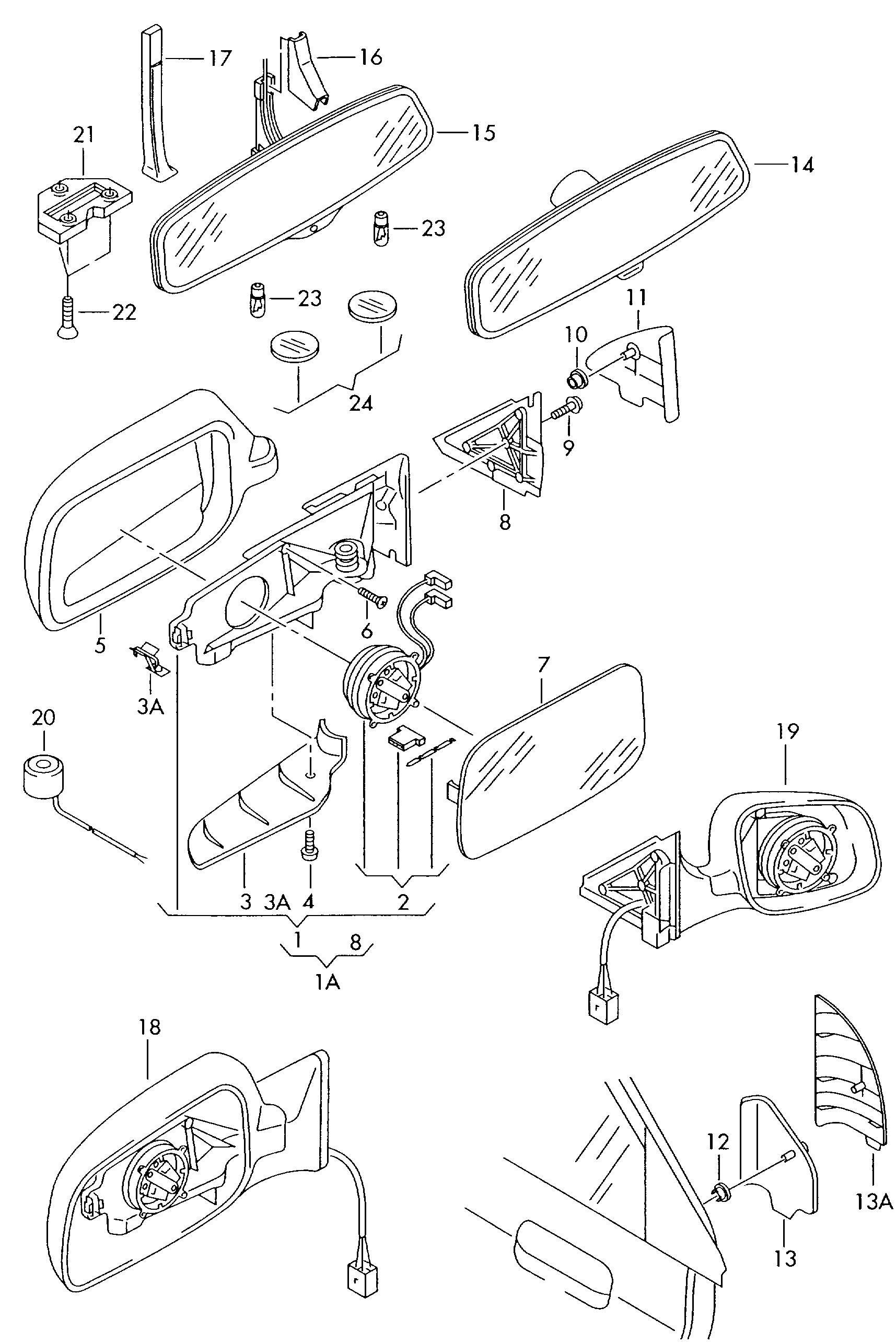 AUDI 8D0857535AJ - Spoguļstikls, Ārējais atpakaļskata spogulis ps1.lv