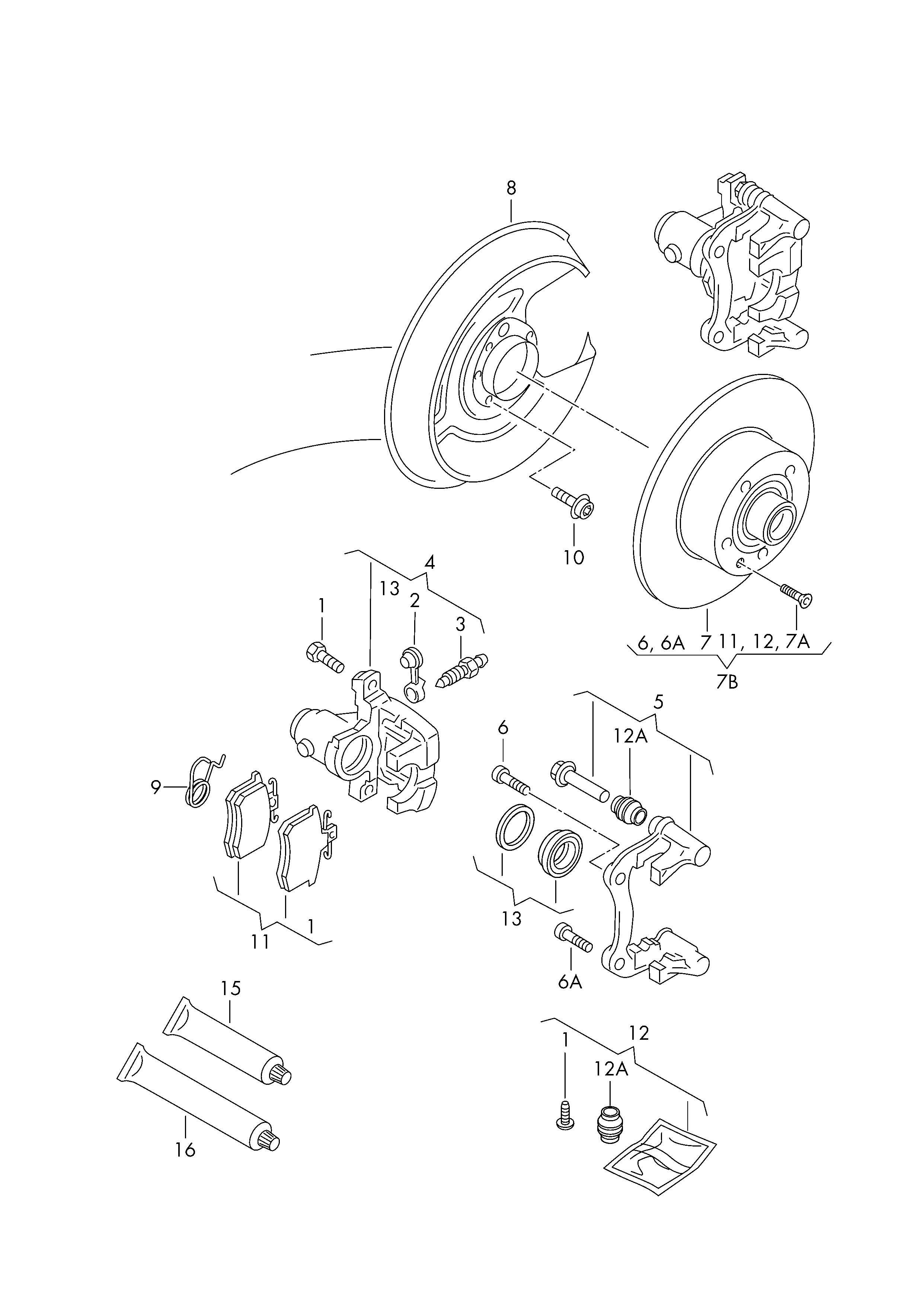 VAG 8E0 615 425 F - Virzītājčaulu komplekts, Bremžu suports ps1.lv