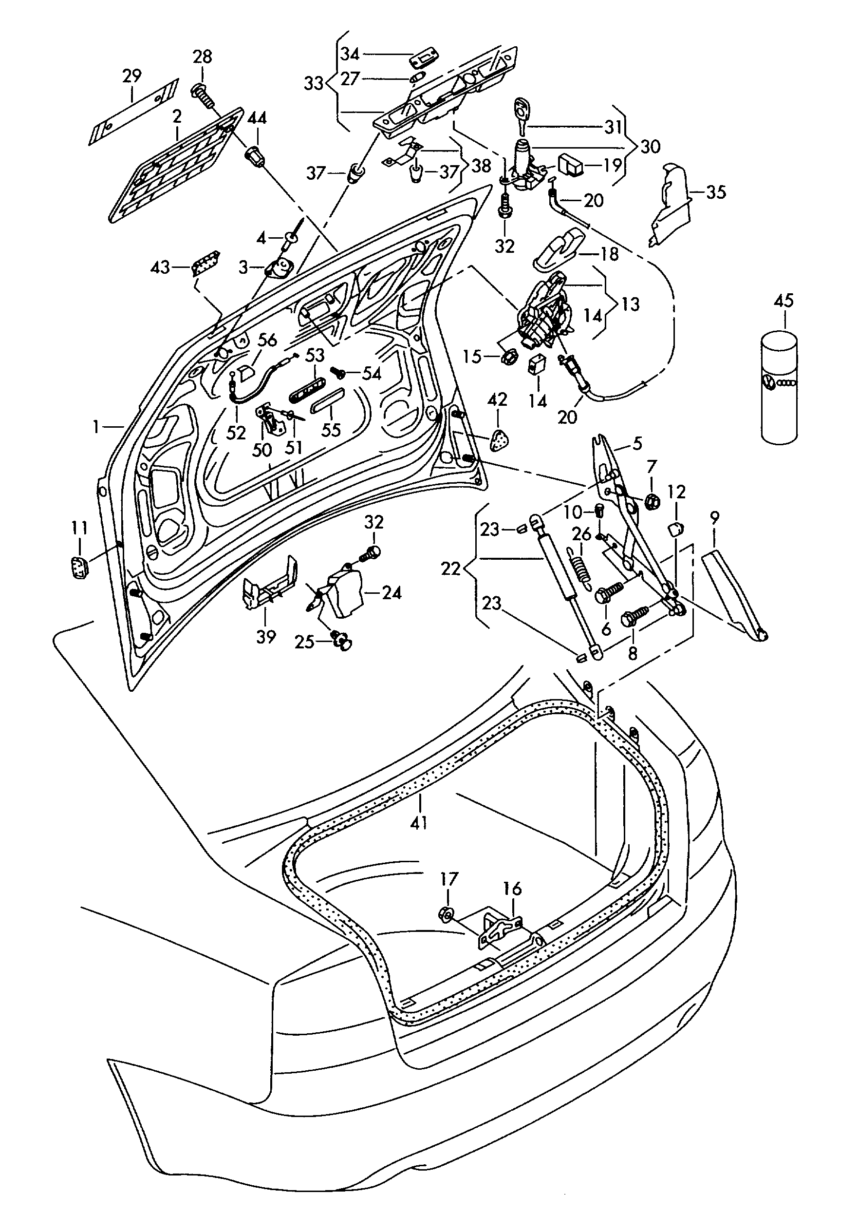 VAG 8E5 827 552 J - Gāzes atspere, Bagāžas / Kravas nodalījuma vāks ps1.lv