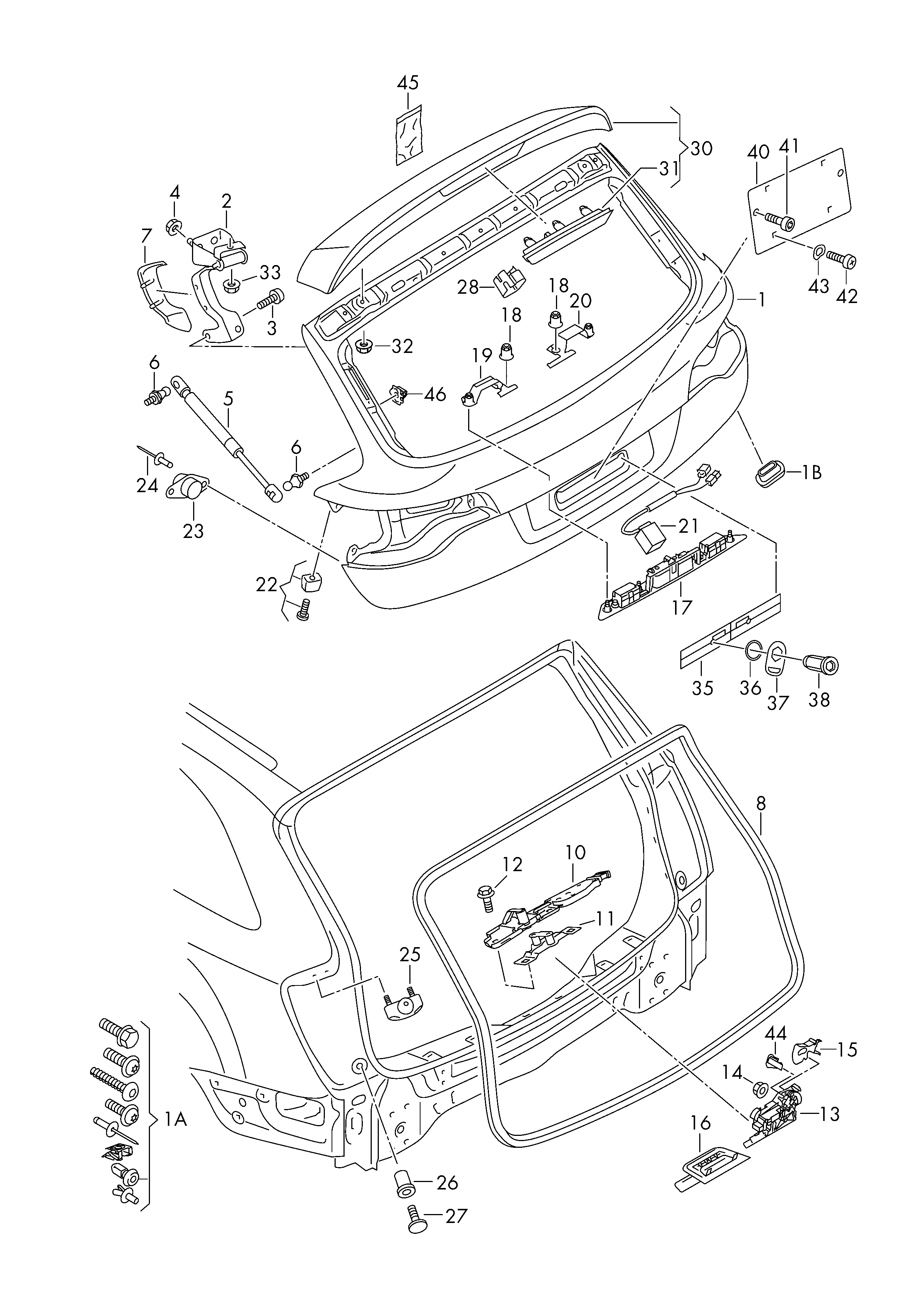 VW 4L0 827 552 F - Gāzes atspere, Bagāžas / Kravas nodalījuma vāks ps1.lv