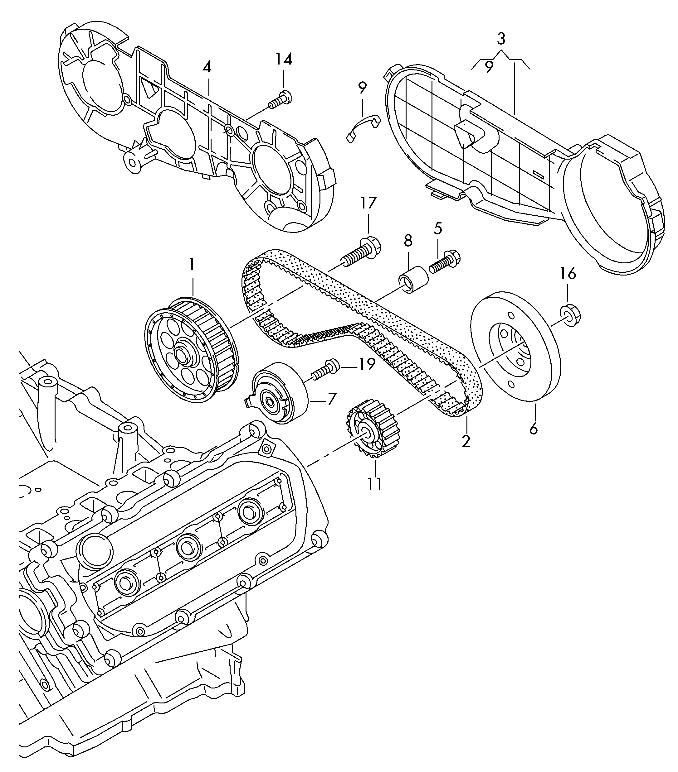 Seat 059109243P - Spriegotājrullītis, Gāzu sadales mehānisma piedziņas siksna ps1.lv