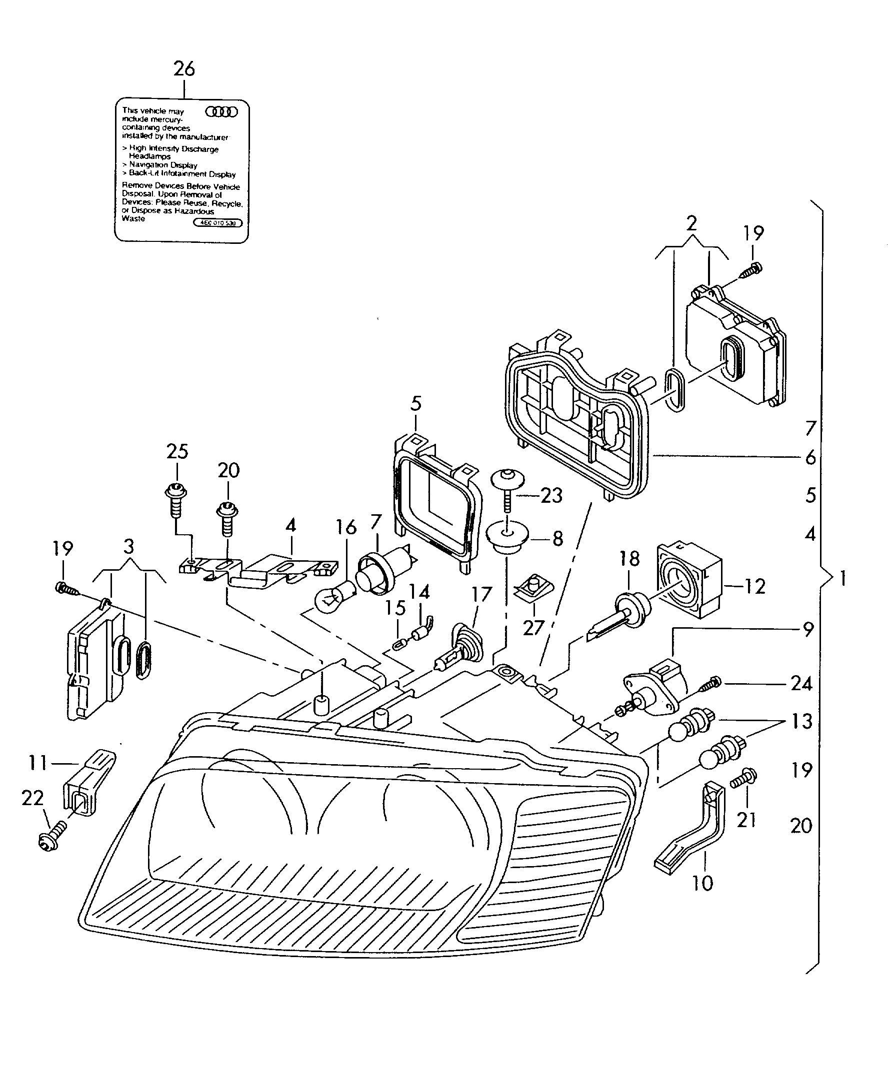 Opel 4E0 907 476 - Vadības iekārta, Apgaismojums ps1.lv