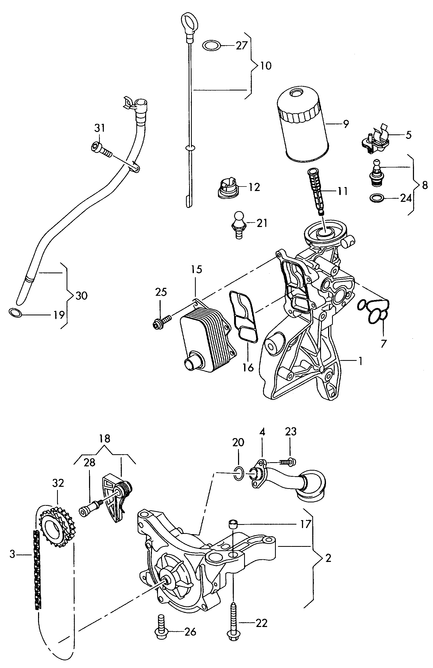 Skoda 06H 115 225 L - Ķēdes komplekts, Eļļas sūkņa piedziņa ps1.lv