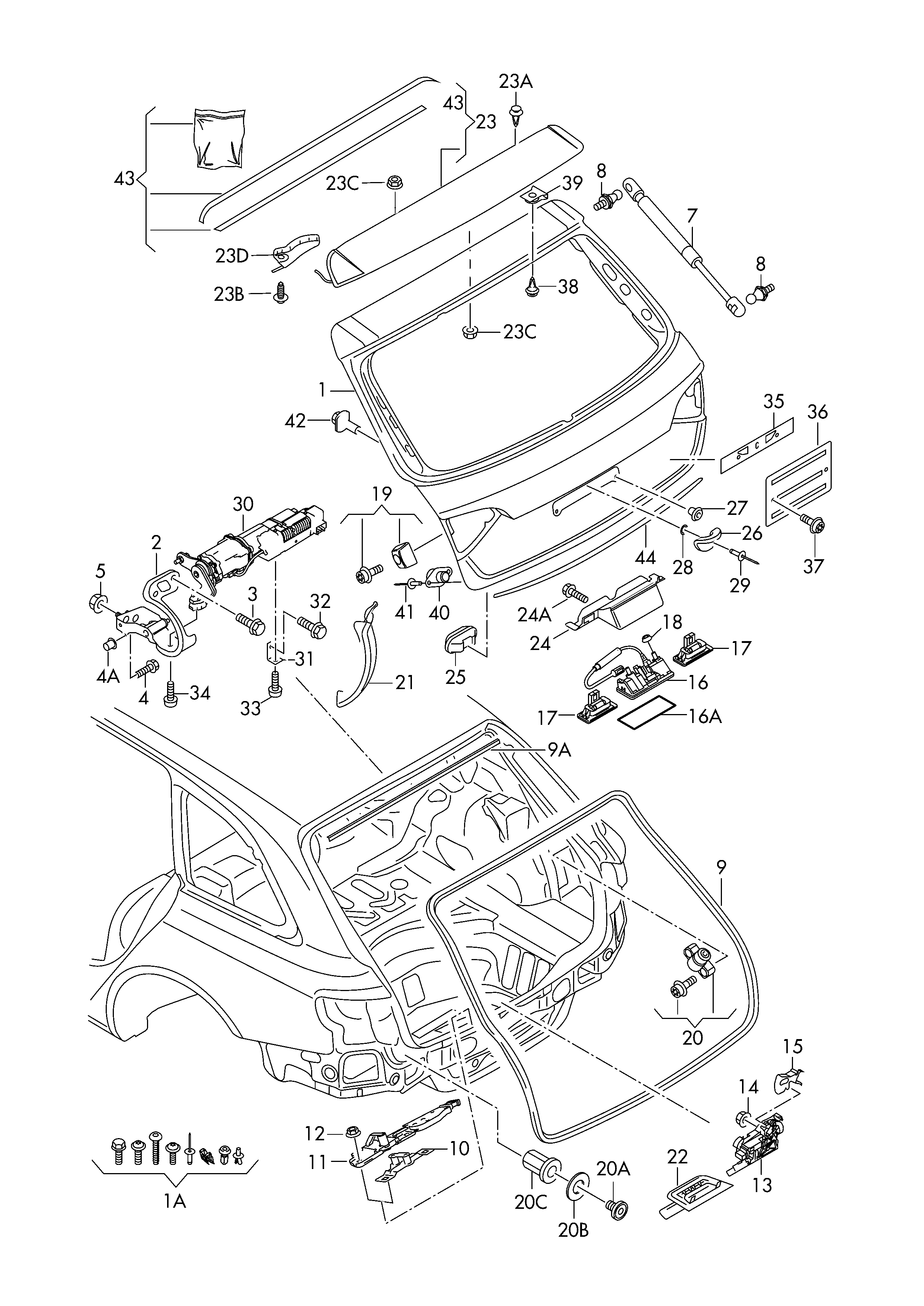 VW 8R0 827 552 A - Gāzes atspere, Bagāžas / Kravas nodalījuma vāks ps1.lv