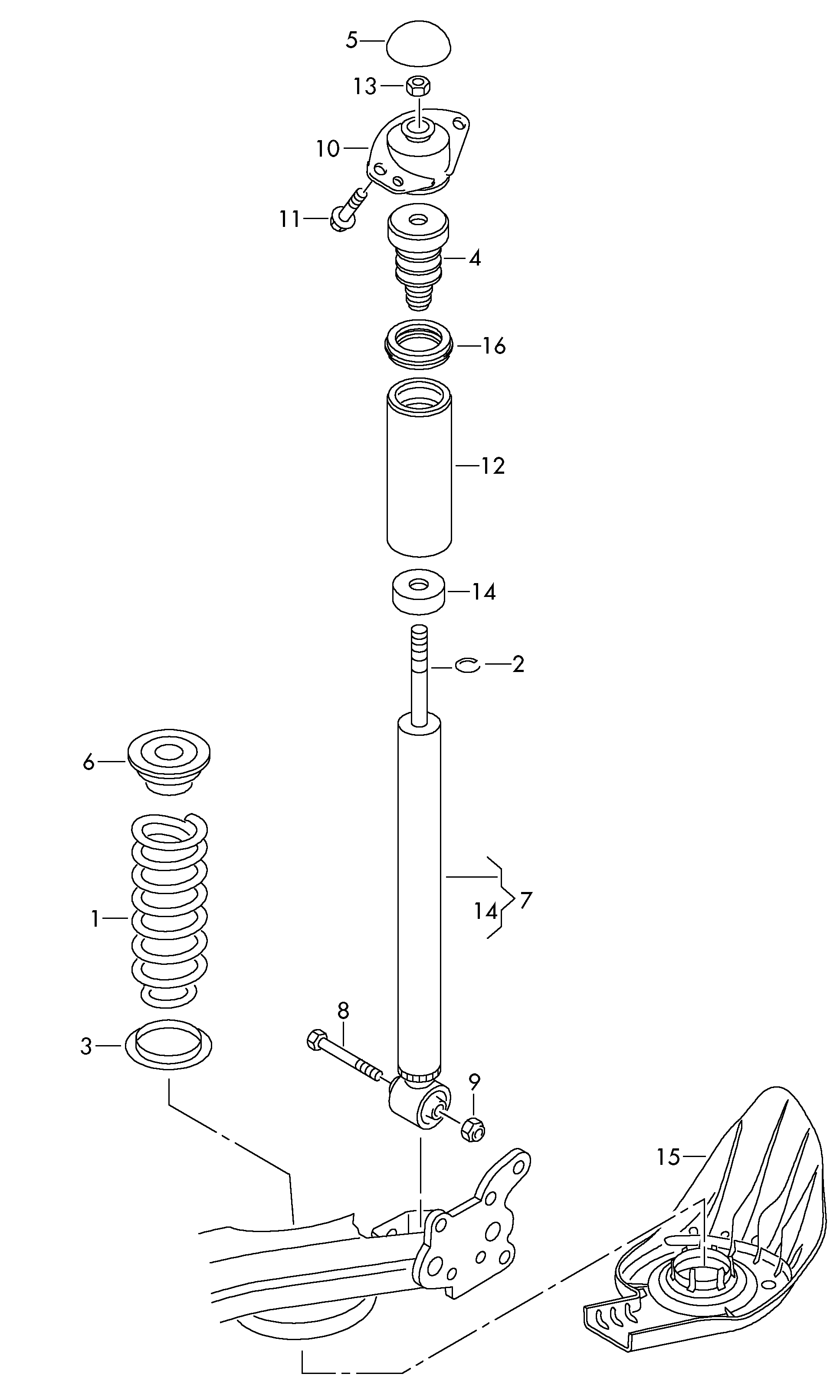 VW 1K0 511 353 N - Gājiena ierobežotājs, Atsperojums ps1.lv