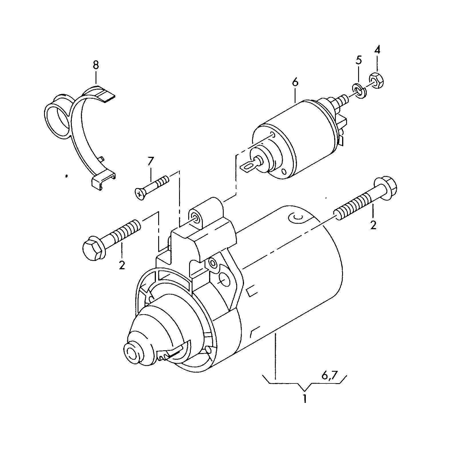 AUDI 02Z911287A - Ievilcējrelejs, Starteris ps1.lv