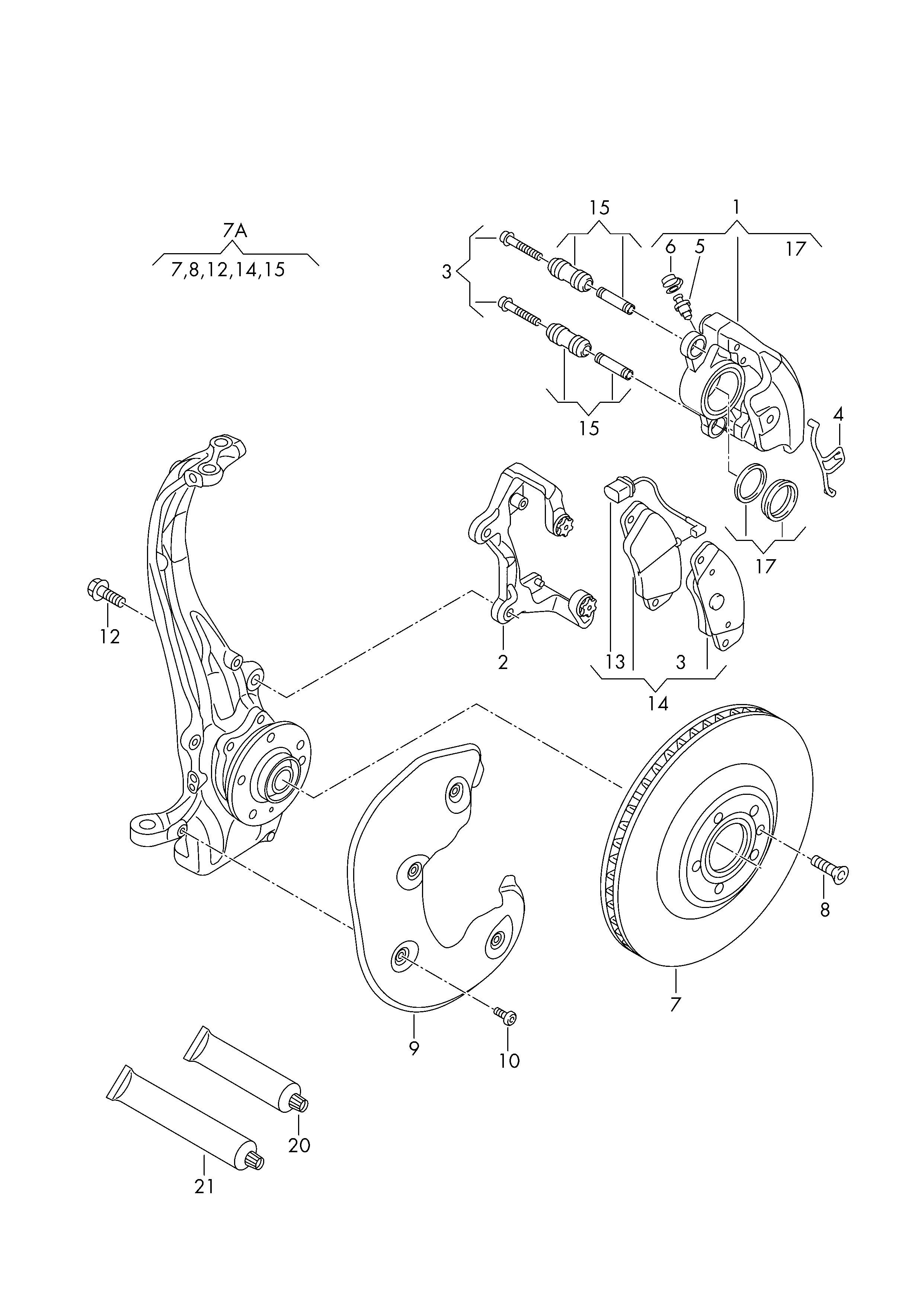 AUDI 8K0698135A - Remkomplekts, Bremžu suports ps1.lv