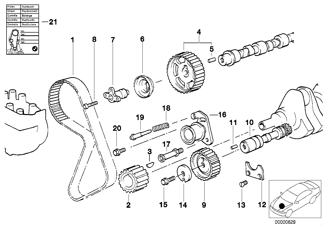 BMW 11311711154 - Spriegotājrullītis, Gāzu sadales mehānisma piedziņas siksna ps1.lv