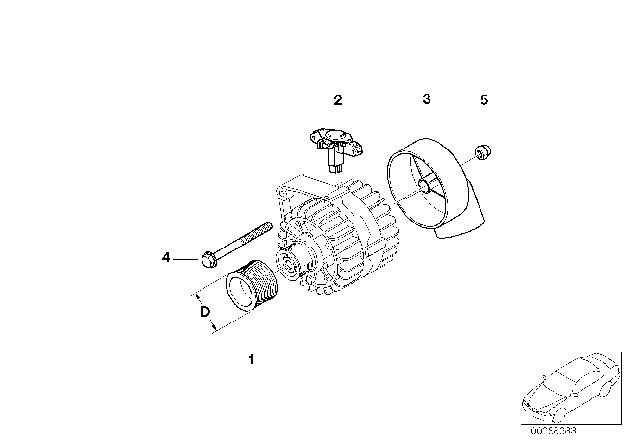 BMW 12 31 7 552 352 - Piedziņas skriemelis, Ģenerators ps1.lv