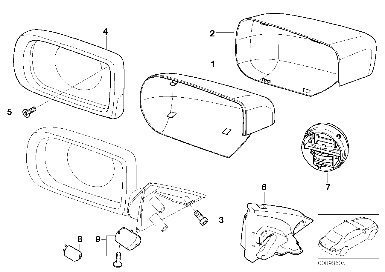 BMW 51168165115 - Ārējais atpakaļskata spogulis ps1.lv