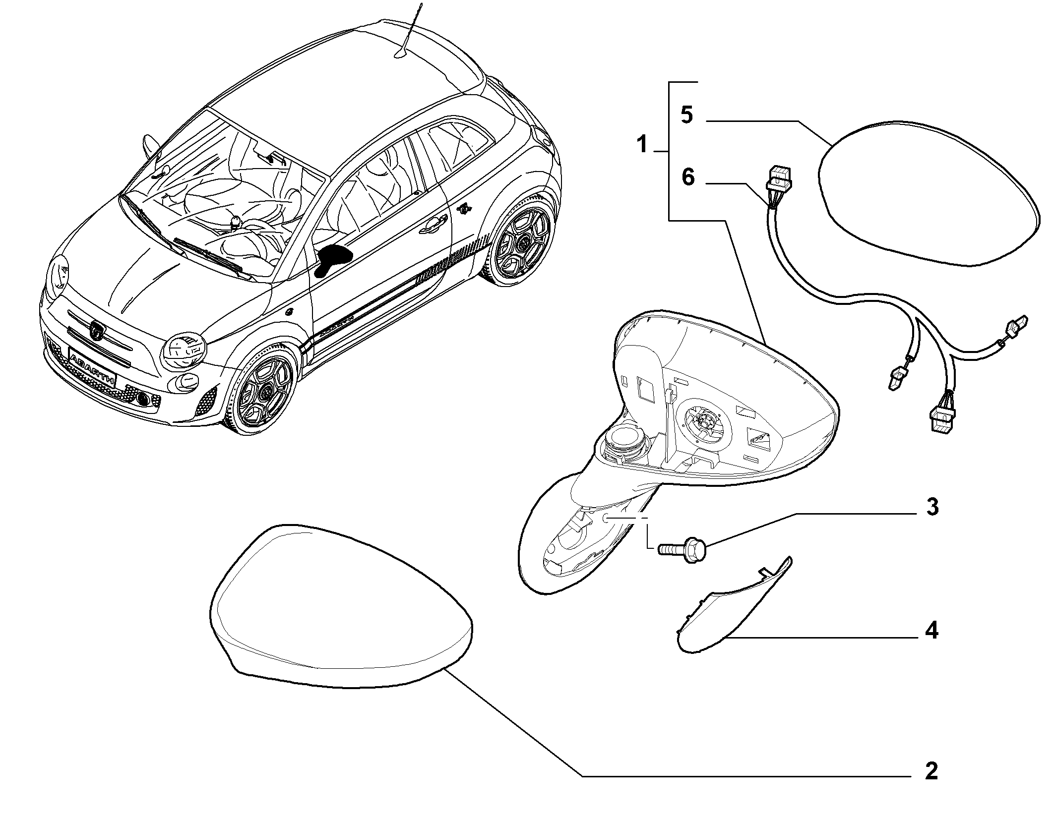 FIAT 735481646 - Ārējais atpakaļskata spogulis ps1.lv