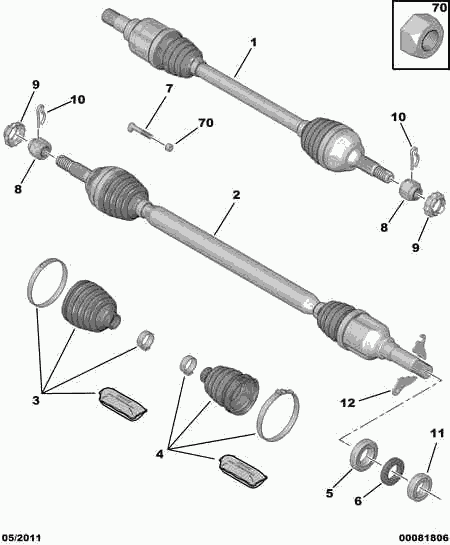 CITROËN 98 013 885 80 - Piedziņas vārpsta ps1.lv