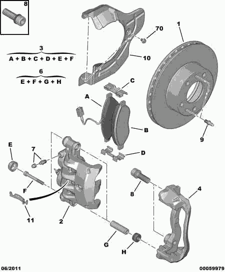 CITROËN 4439 39 - Virzītājčaulu komplekts, Bremžu suports ps1.lv