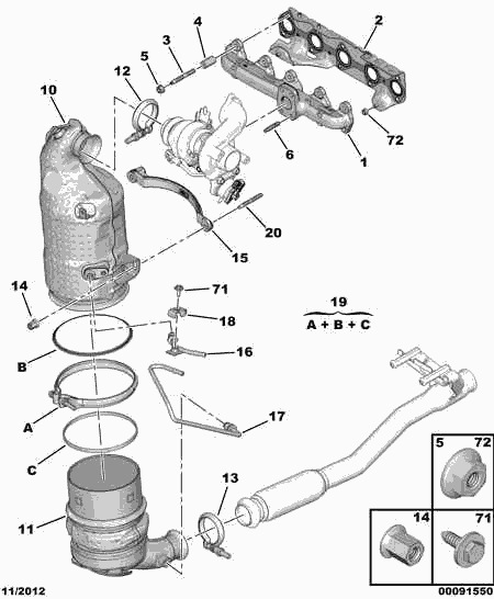 CITROËN/PEUGEOT 1797 76 - Savienojošie elementi, Izplūdes gāzu sistēma ps1.lv