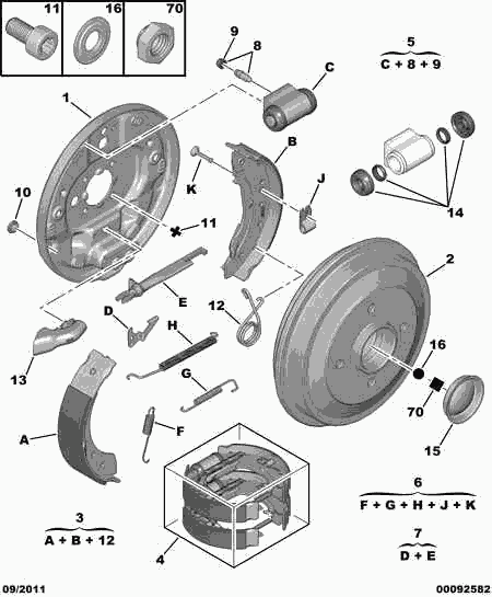 Opel 4241 L0 - BRAKESHOE SET ps1.lv