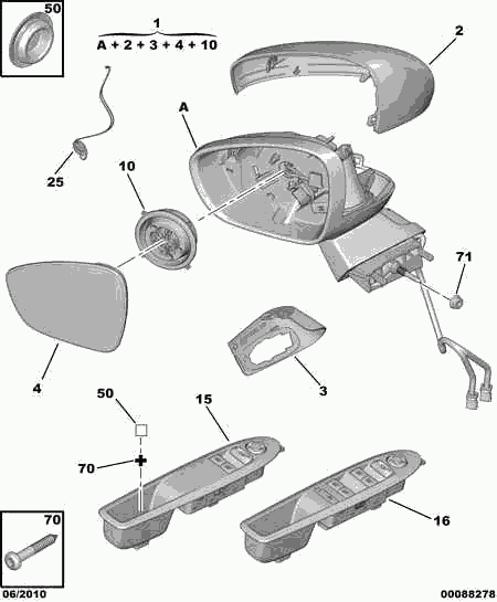 CITROËN 16 070 285 80 - Ārējais atpakaļskata spogulis ps1.lv