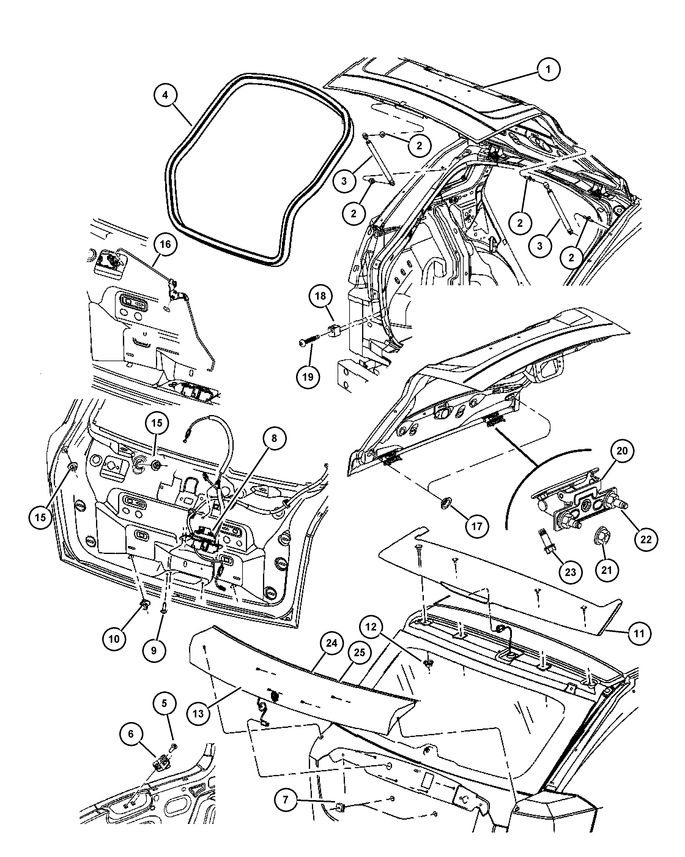 Dodge 5160 017AA - Gāzes atspere, Bagāžas / Kravas nodalījuma vāks ps1.lv