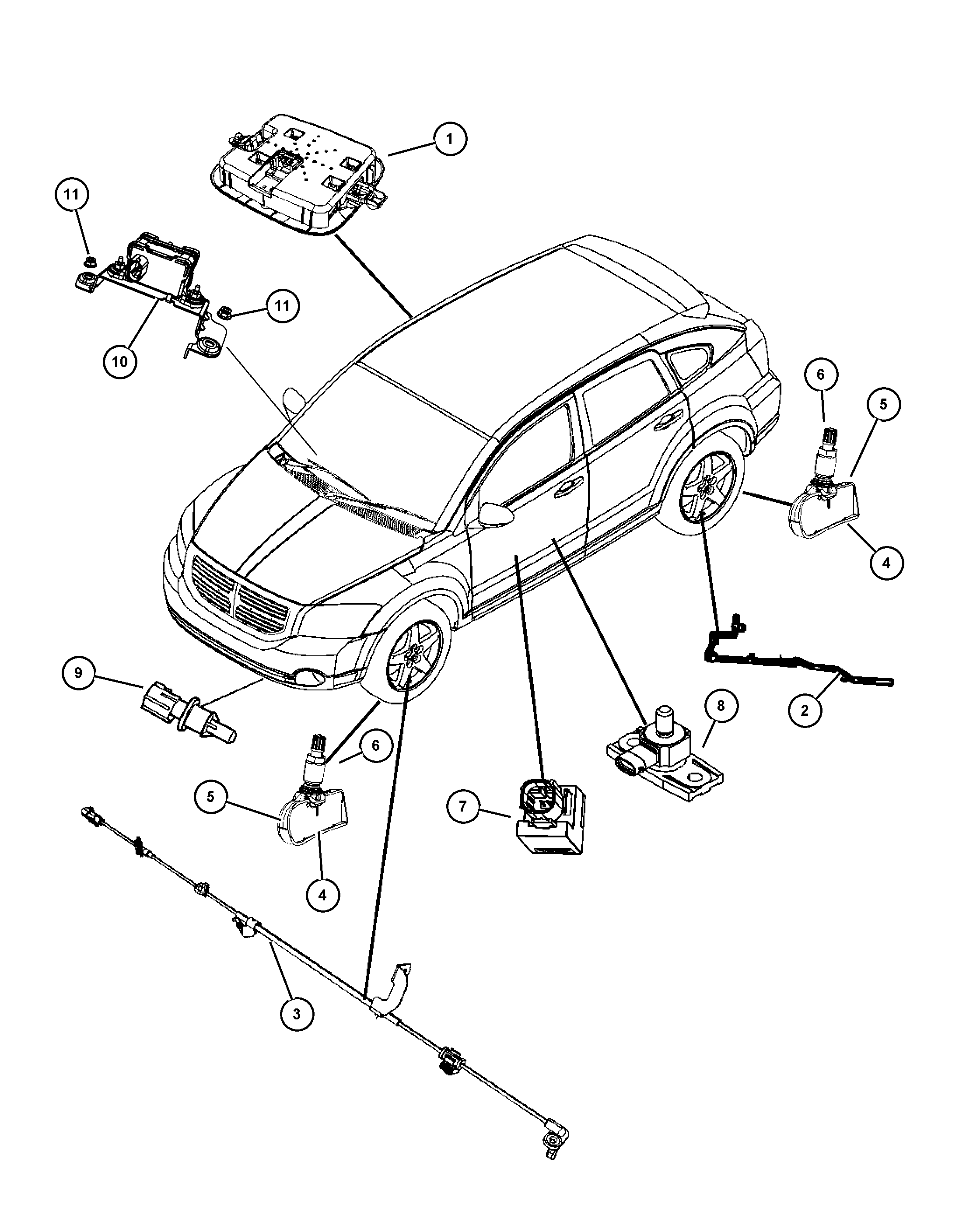 Chrysler 68001 696AA - Riteņu grieš. ātruma devējs, Riepu spiediena kontroles sist. ps1.lv