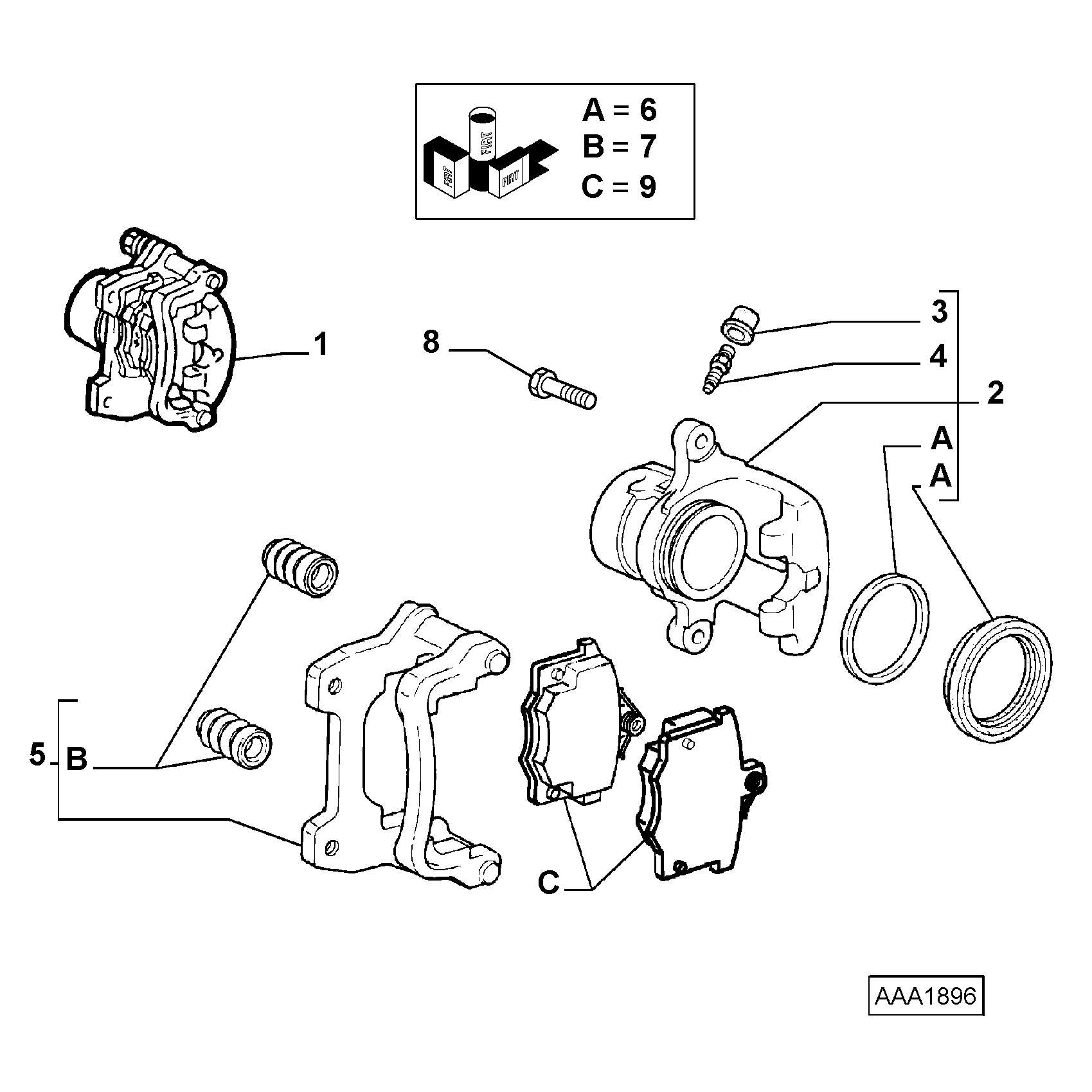 Alfarome/Fiat/Lanci 9946121 - Remkomplekts, Bremžu suports ps1.lv