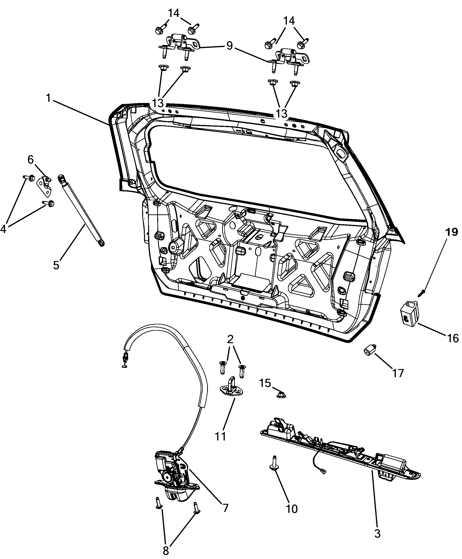 FIAT K68101213AA - Gāzes atspere, Bagāžas / Kravas nodalījuma vāks ps1.lv