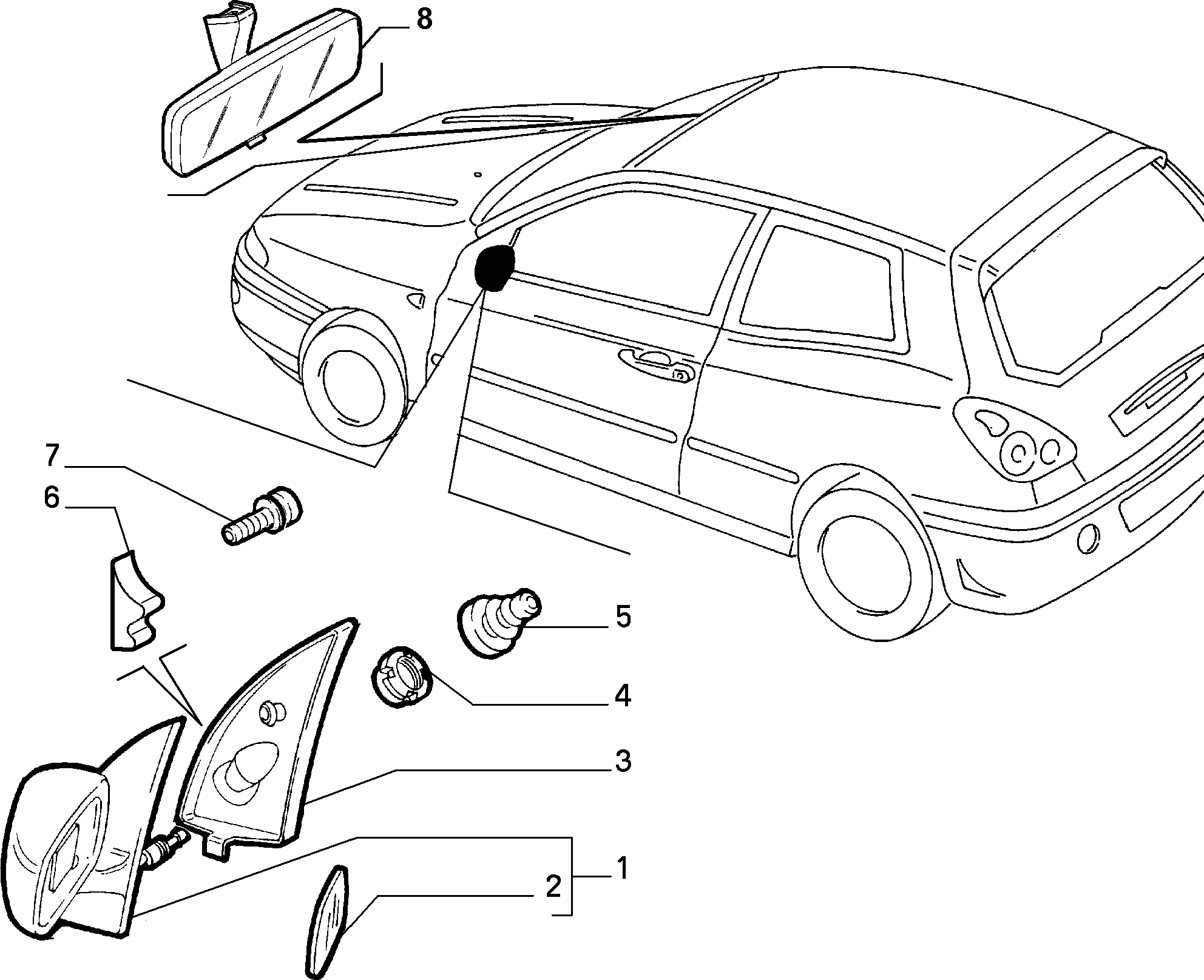 FIAT / LANCIA 735247418 - Ārējais atpakaļskata spogulis ps1.lv