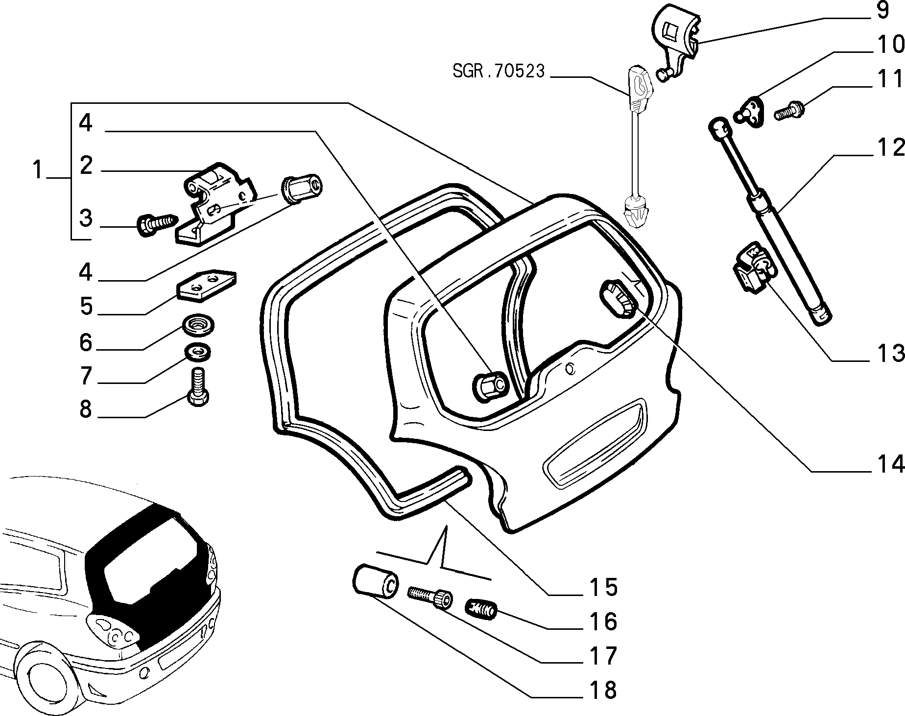 Lancia 7774707 - Gāzes atspere, Bagāžas / Kravas nodalījuma vāks ps1.lv