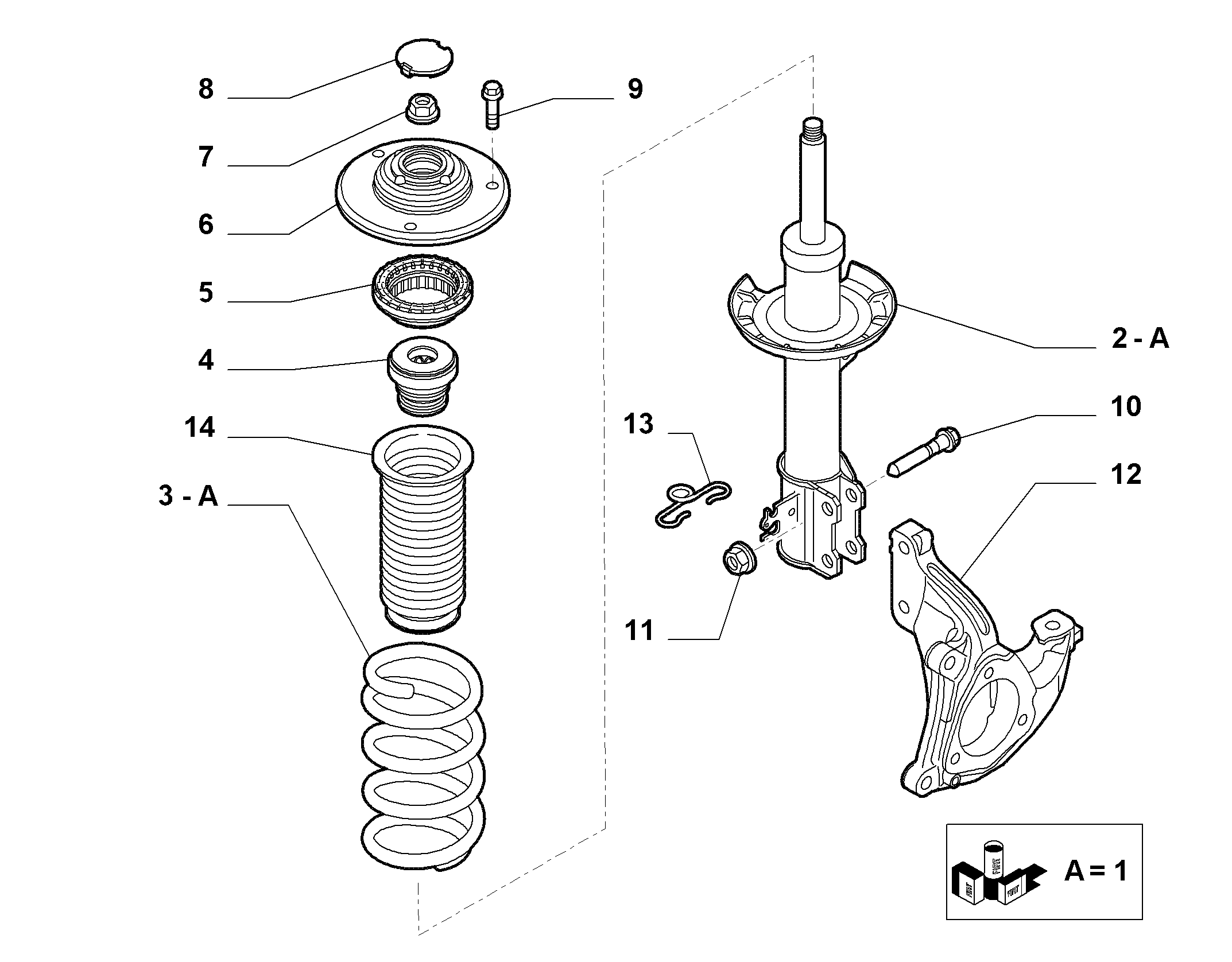 Alfa Romeo 55700767 - Putekļu aizsargkomplekts, Amortizators ps1.lv