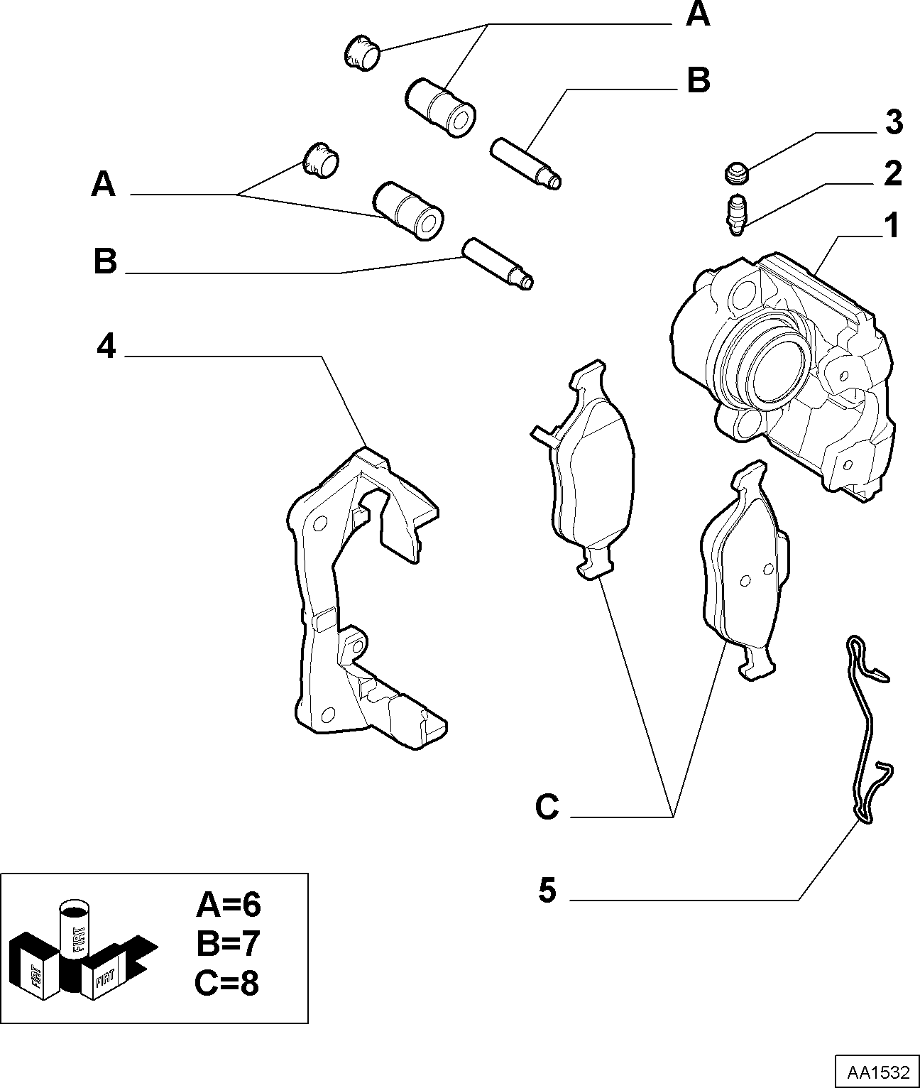 FIAT / LANCIA 77364226 - Remkomplekts, Bremžu suports ps1.lv