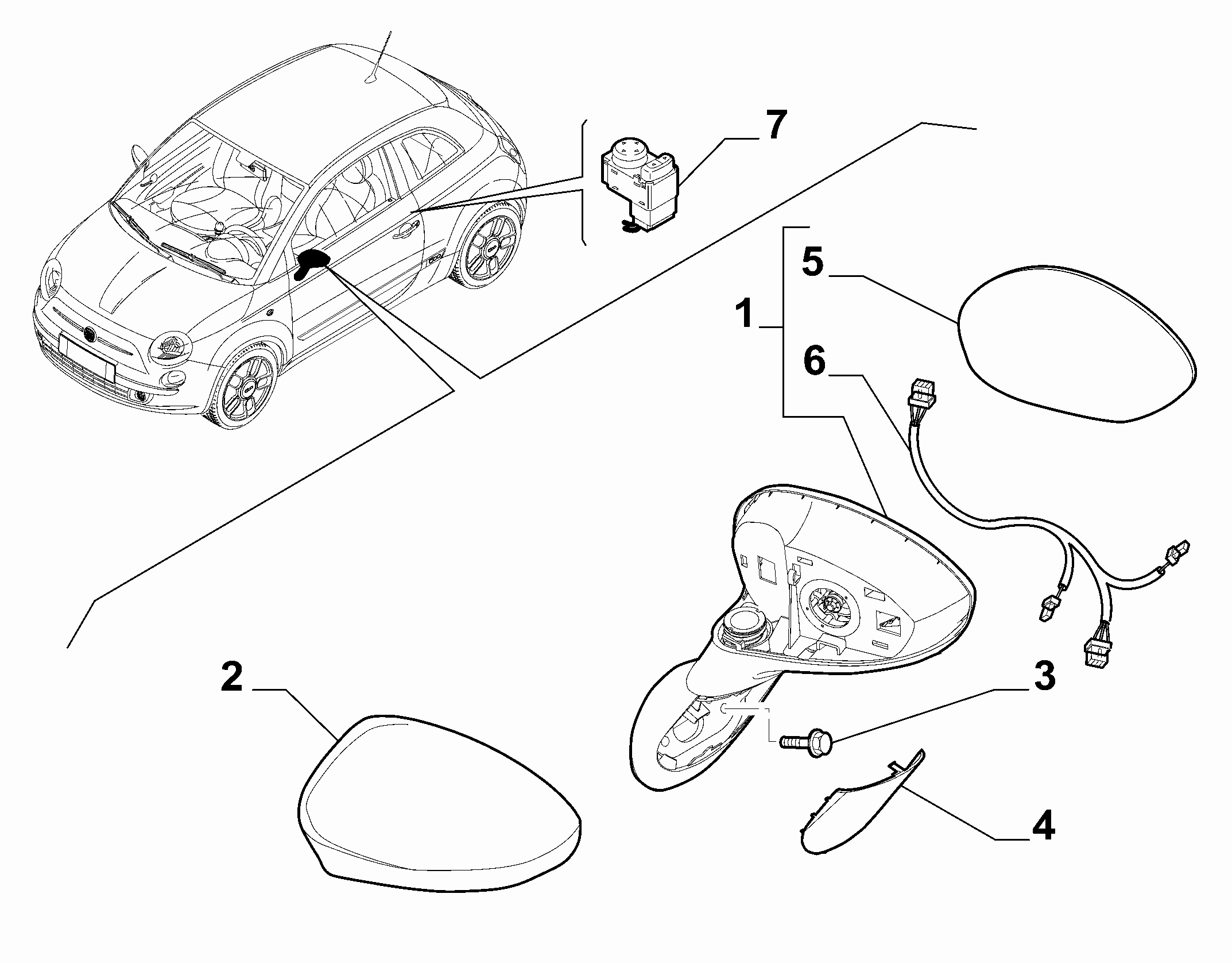 FIAT 735456806 - Ārējais atpakaļskata spogulis ps1.lv