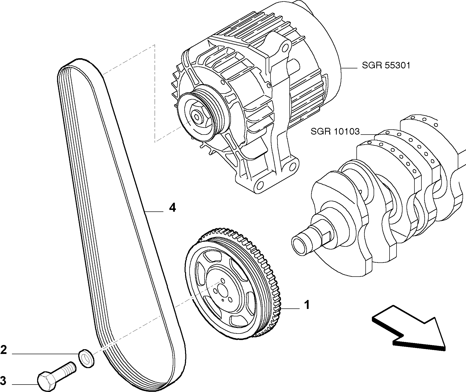 Alfa Romeo 55192966 - Piedziņas skriemelis, Kloķvārpsta ps1.lv