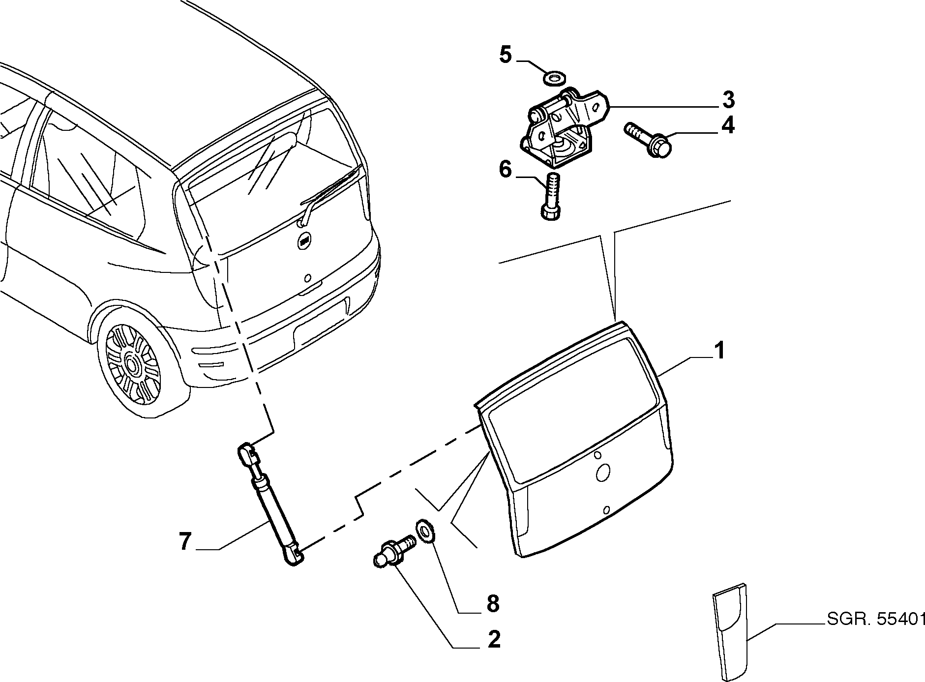 Alfa Romeo 46524678 - Gāzes atspere, Bagāžas / Kravas nodalījuma vāks ps1.lv