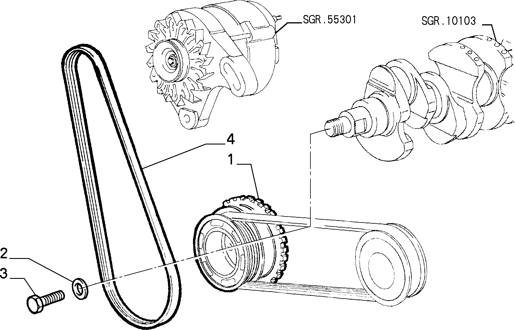 Lancia 46438708 - Piedziņas skriemelis, Kloķvārpsta ps1.lv